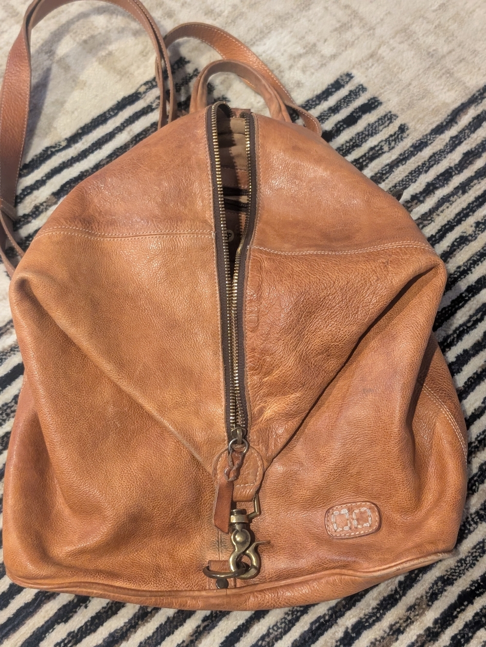 Bed Stu Tan Leather Zipper Backpack